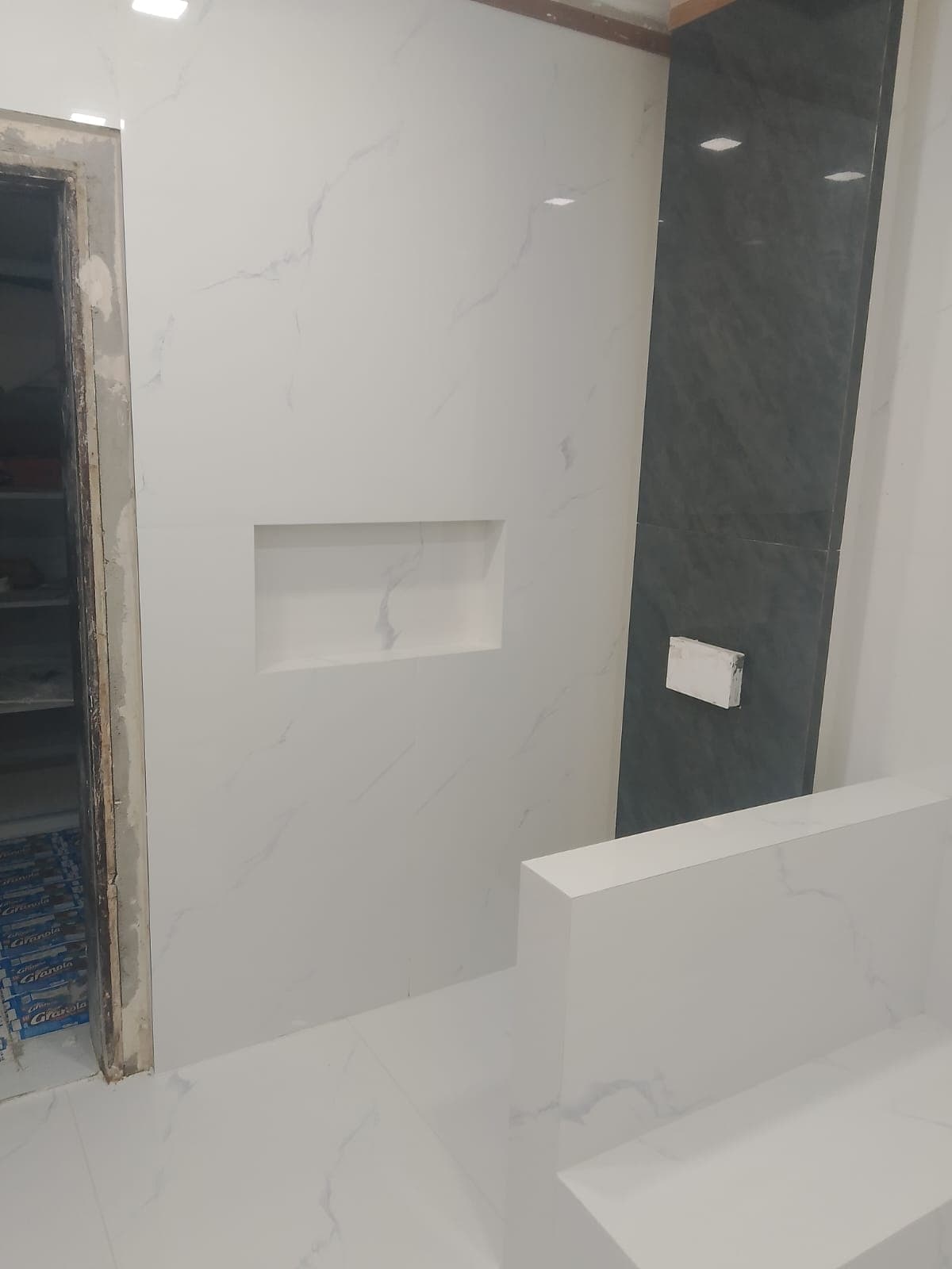 Completed White Calacatta Feature Wall & Niche
