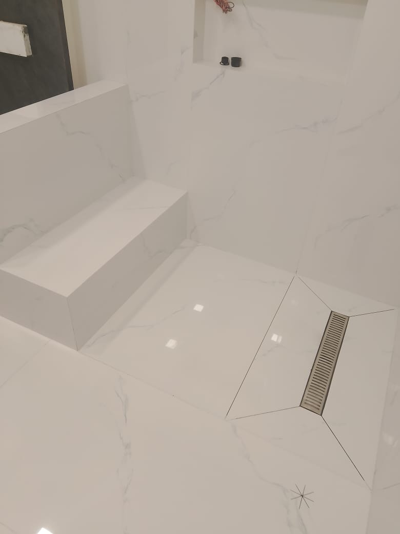 Handcrafted Spa Bench & Integrated Linear Drain Suite