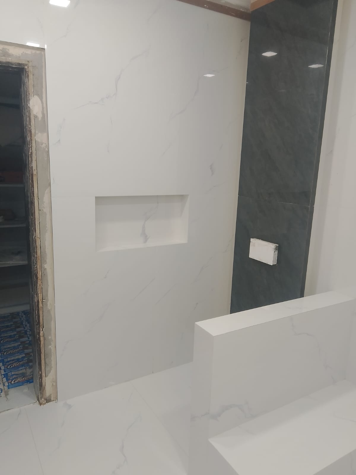 Completed White Calacatta Feature Wall & Niche